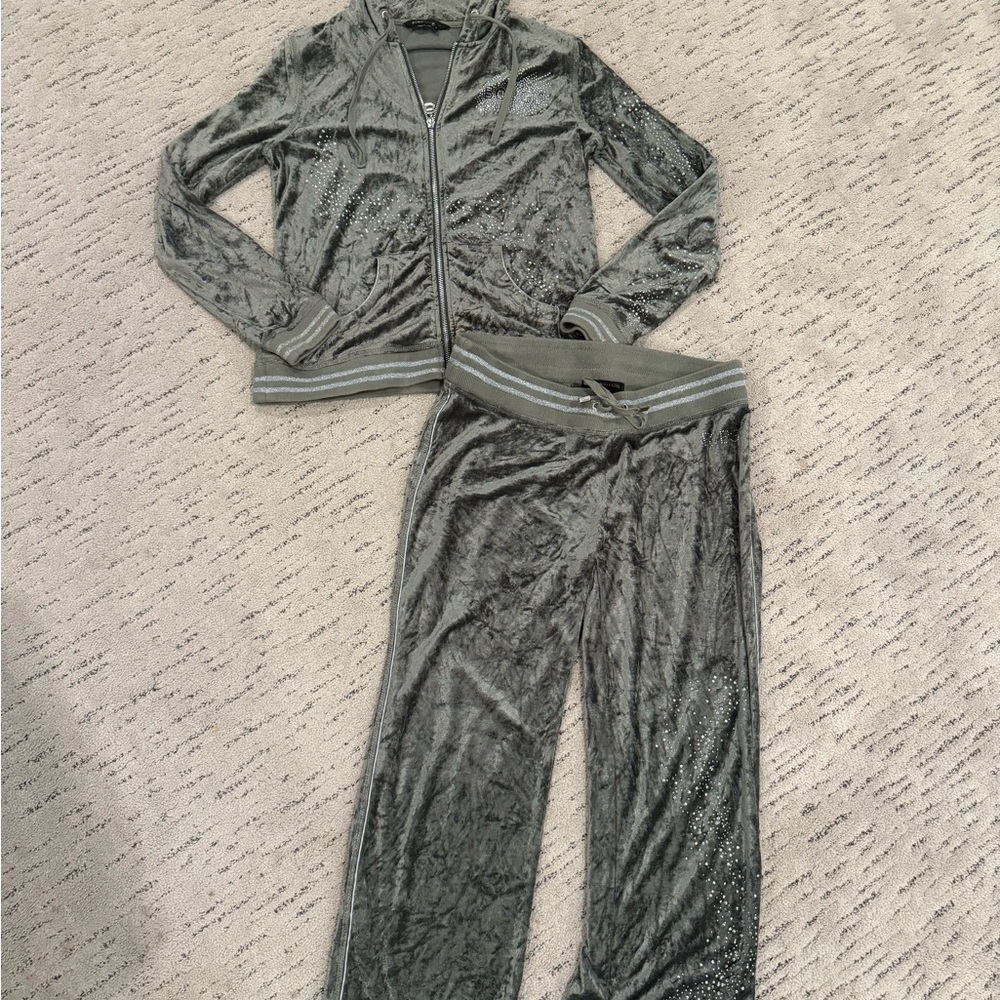 BCBGeneration Olive Velour Tracksuit